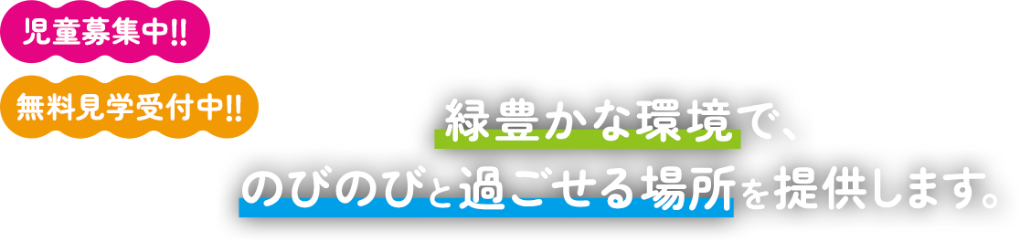 緑豊かな環境で、のびのびと過ごせる場所を提供します。